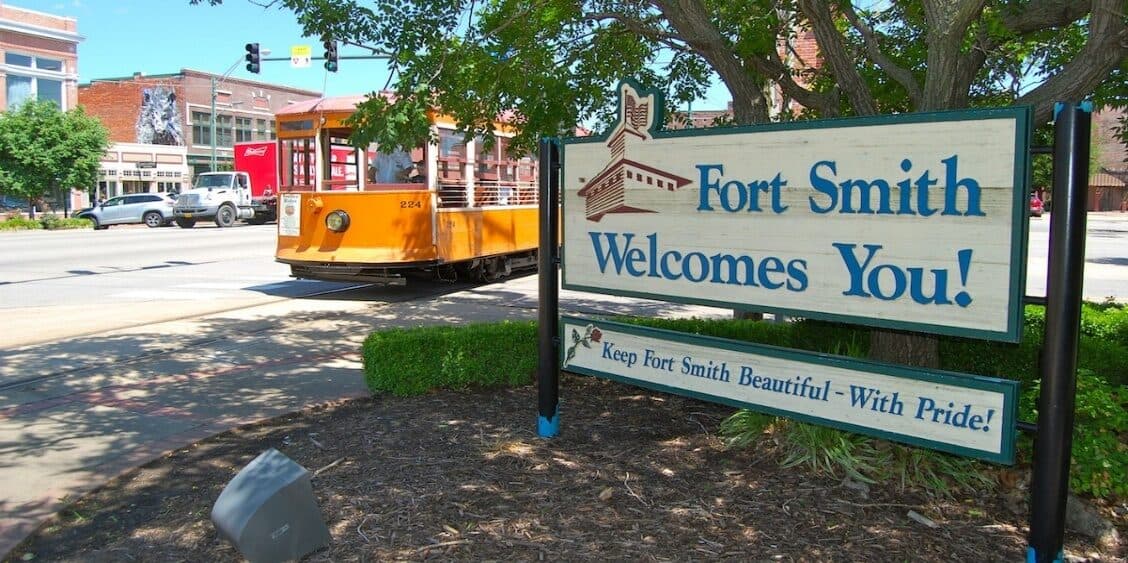 The Fort Smith welcome sign in Fort Smith, Arkansas